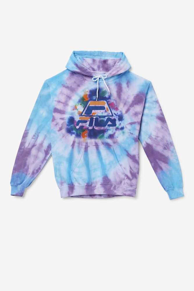 Fila Hoodie Mens Blue Tie Dye Icon - Ireland 37592-XSJW